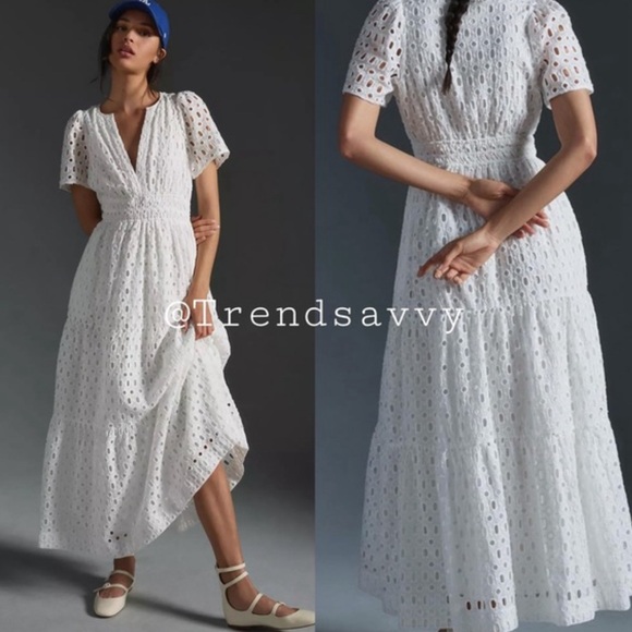 Anthropologie Dresses & Skirts - ANTHROPOLOGIE The Somerset Collection Eyelet Edition Maxi Dress White Size XXS